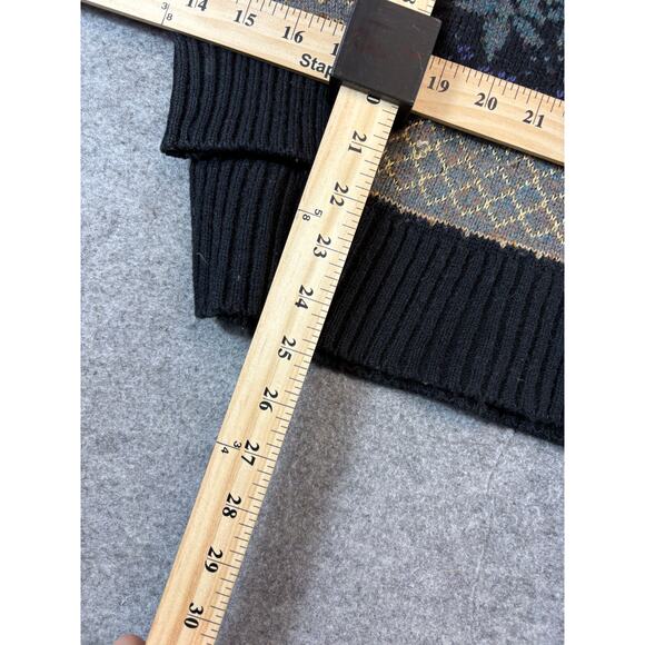 Vintage 90s Geometric Floral Crewneck Sweater Womens Small Brown Gray Goth Knit - Picture 3 of 4